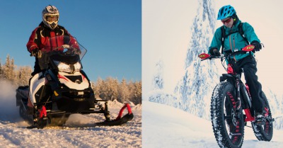 Guided e-Fat biking trip and snowmobile safari in the same program