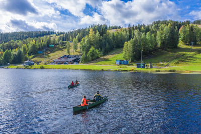 Canoeing trip on Lake Syväri - one of the Thousands Lakes in Finland